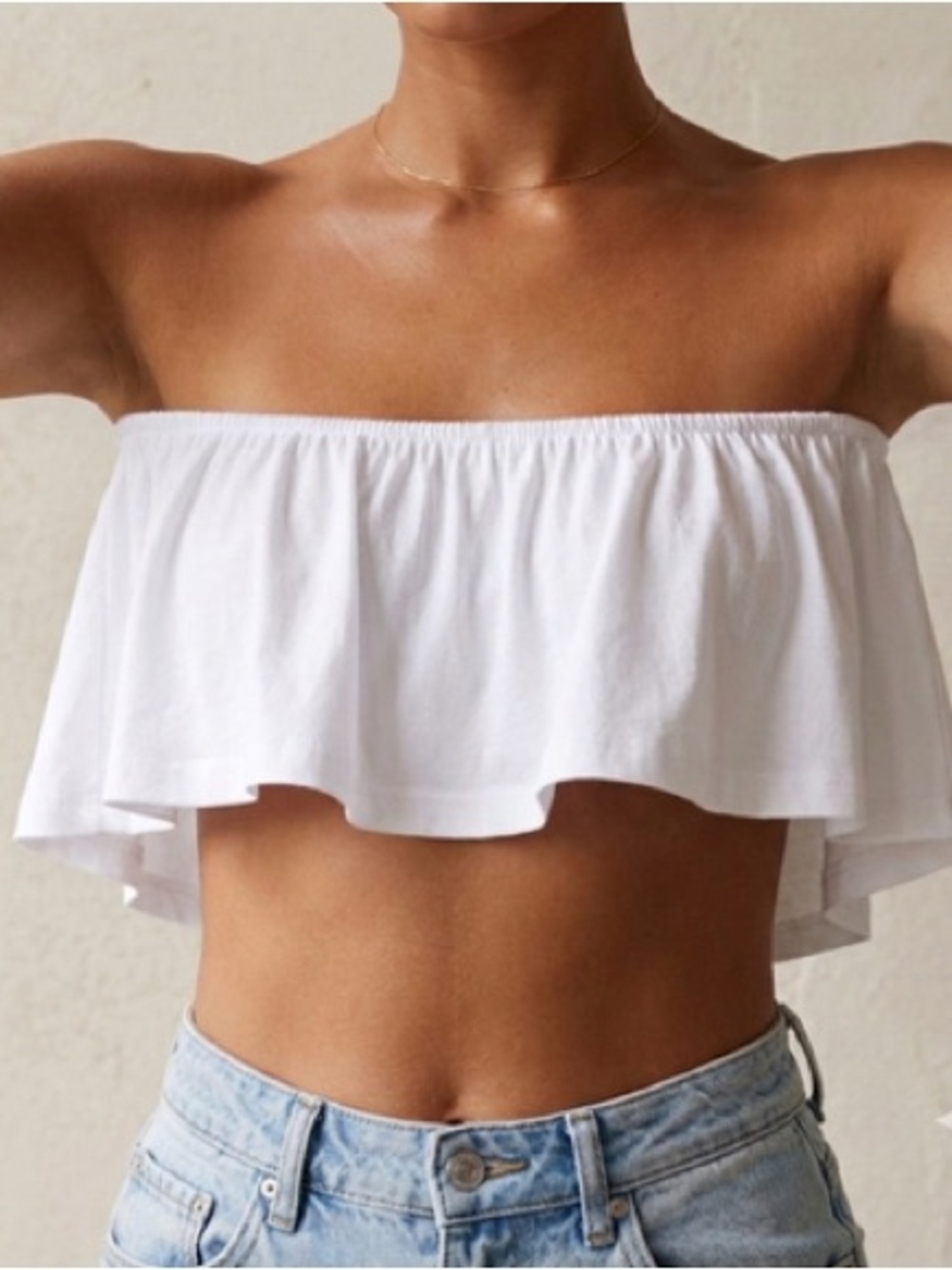 ASOS White Ruffle‎ Tube Top - Size US 4